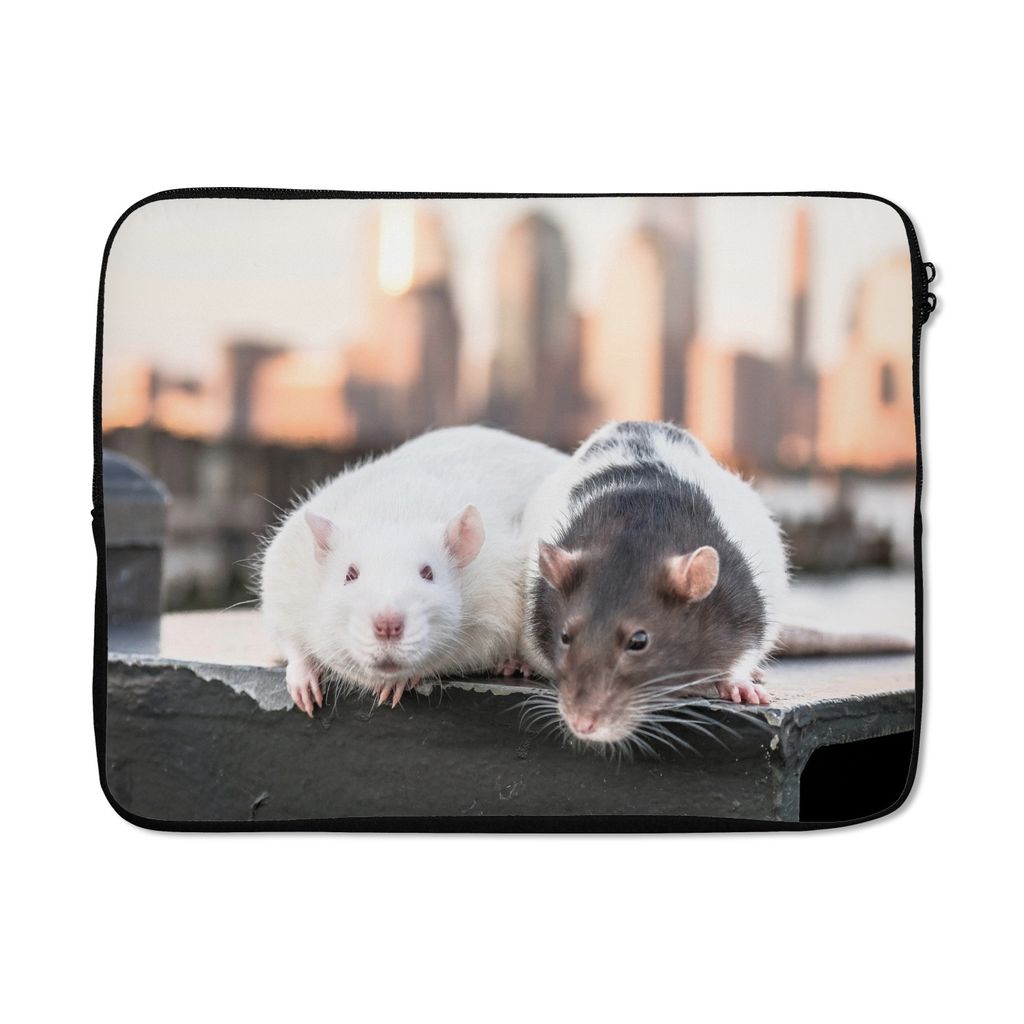 MuchoWow Laptop Hülle 17 Zoll Laptoptasche Zwei Ratten auf dem Quai - Zipper - Schutzabdeckung