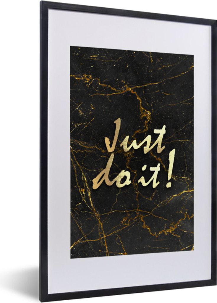 MuchoWow Gerahmtes Poster Zitat - Motivation - Marmor 40x60 cm - Poster mit Schwarzem Bilderrahmen Wandposter Rahmen Foto Bilder - Poster in Rahmen