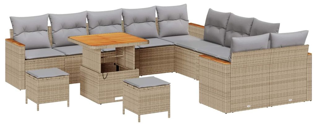 Gartensofa-set 13 pcs Beige Poly-Rattan