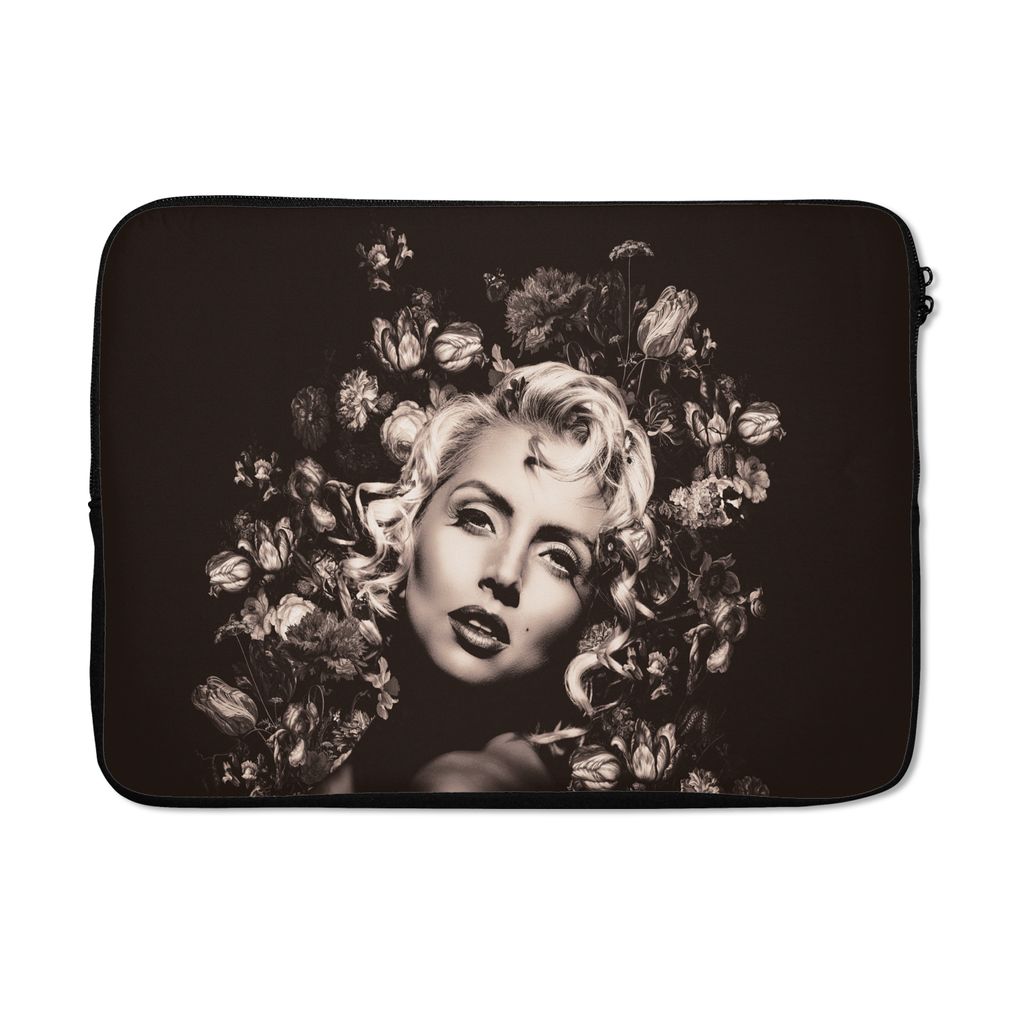 MuchoWow Laptop Hülle 13 Zoll Frau - Blume - Luxus Laptoptasche - Laptophülle - Sleeve - Rundumschutz