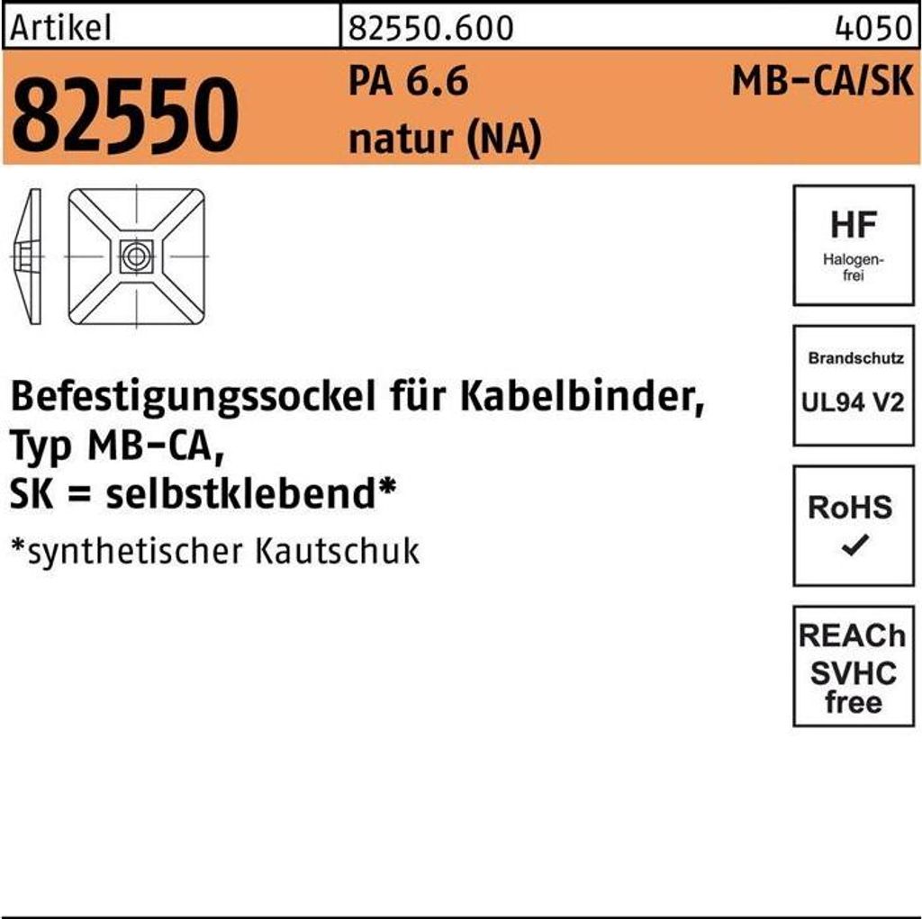 Befestigungssockel R 82550 f.Kabelb. Typ MB-CA/SK 5,4 Produktbild 
