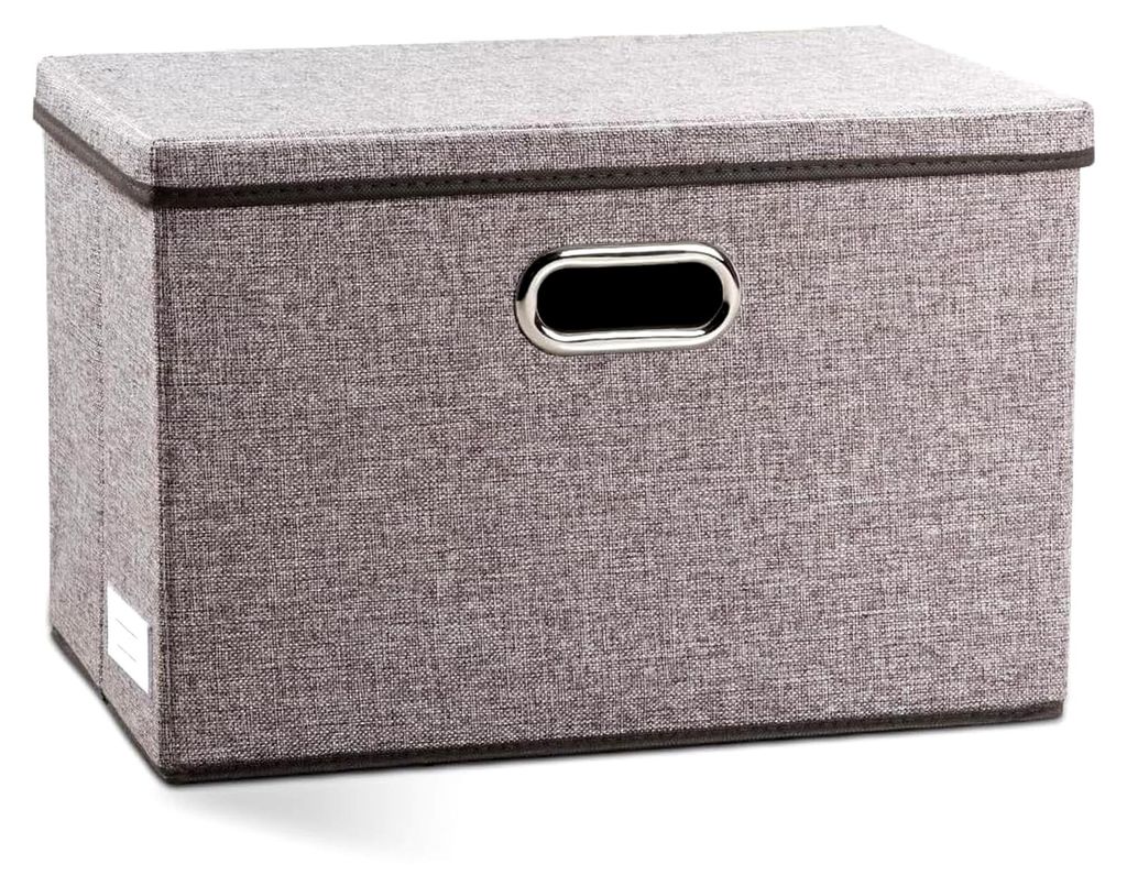 Große Aufbewahrungsbox mit Deckel, faltbare Aufbewahrungsboxen, Aufbewahrungskorb mit Griff, dekorative Stapelboxen, Organizer-Container, grau [1 ...