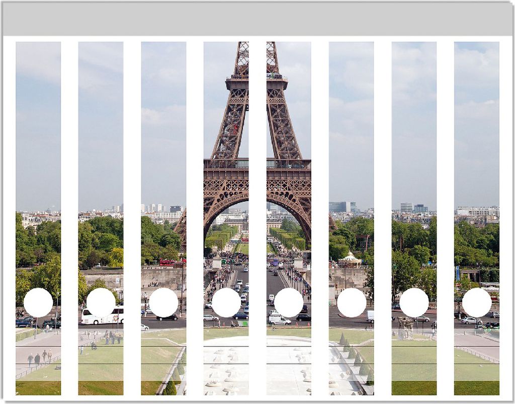 Wallario Ordnerrücken Sticker, selbstklebend für schmale Ordner, 8 Stück, Motiv Eiffelturm in Paris