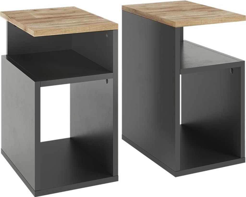 Nachttisch Vicco Elios Anthrazit/Goldkraft Eiche 2er Set, Model 56383