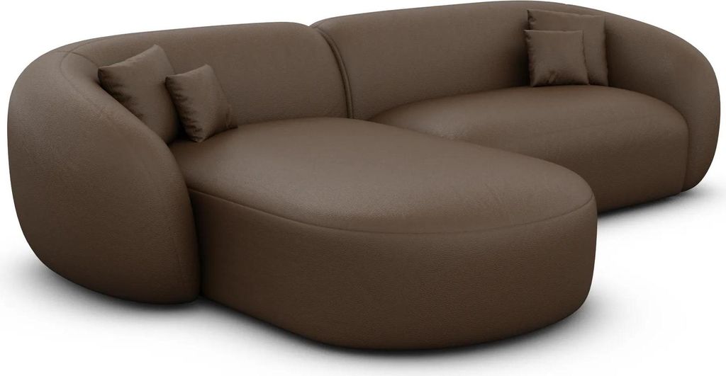Echtleder L-Form Sofa Gaia Dunkelbraun Links