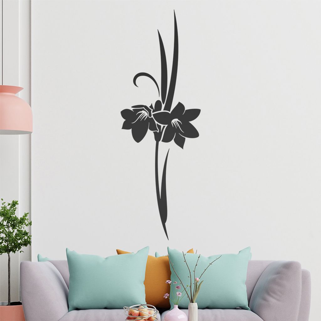 Blumen - Linien Wandtattoo in 6 Größen - Wandaufkleber Wall Sticker - Dekoration, Küche, Wohnzimmer, Schlafzimmer, Badezimmer
