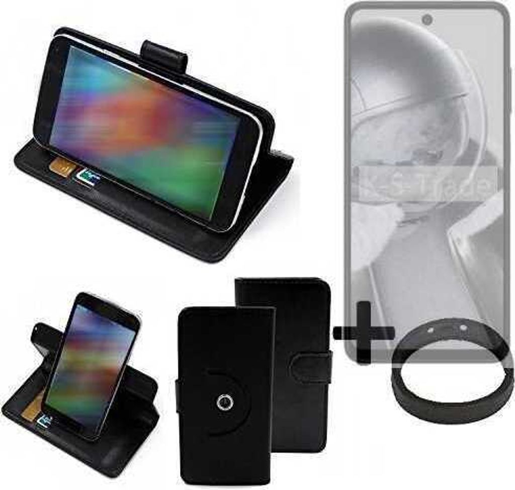 K-S-Trade Case Schutz Hülle kompatibel mit HMD Pulse Pro + Bumper Handy Hülle Flipcase Smartphone Cover Handy Schutz Tasche Walletcase schwarz