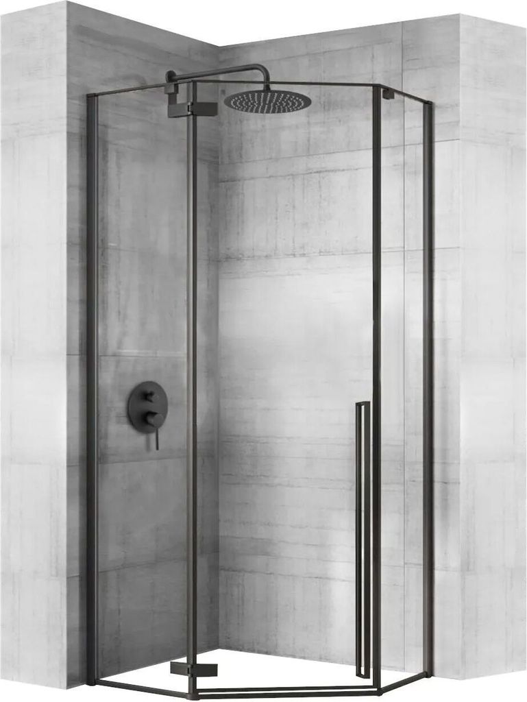 Rea Duschkabine Diamond 80X80 Black + Duschtasse Savoy White