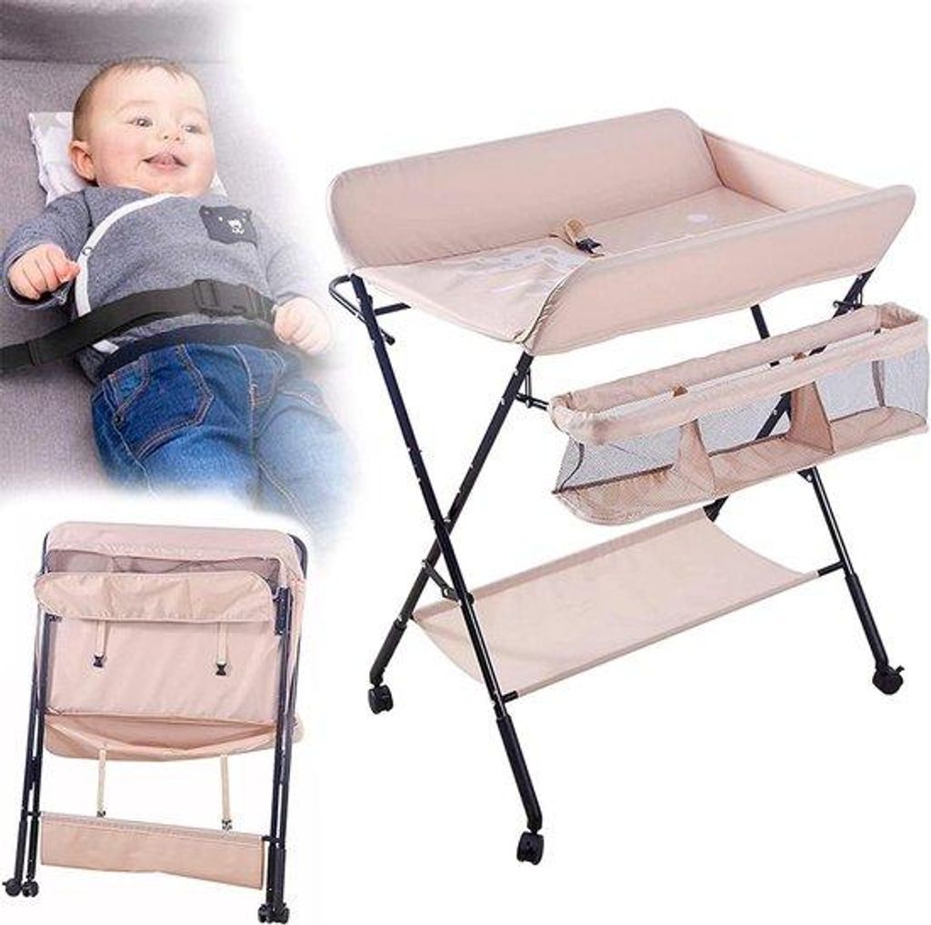 Babycare-Tisch - Wanne-Kommode - Baby-Luxus - Reisegeeignet - Bis 25 kg - Rosafarben