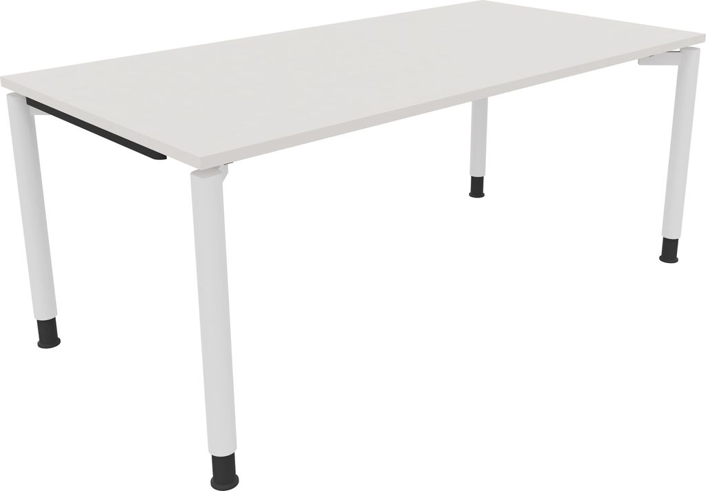 Schreibtisch Vierfuß Rundrohr B1800xT900xH680-820 ws/Weiß