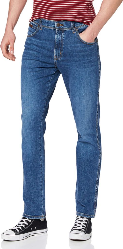 Wrangler Herren Jeanshose TEXAS SLIM GAME ON Mid Blue W12ST112 W38 - L34