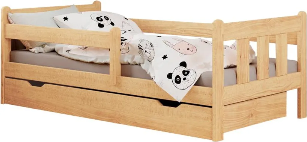 Lit enfant 90x190 avec tiroir Marinella en bois blanc et sommier inclus