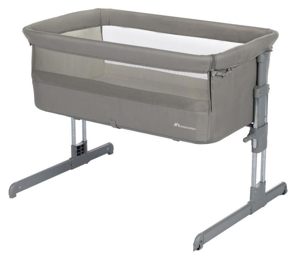 Bebeconfort Beistellbett Calidoo, höhenverstellbares Babybett, gemütlich und weich gepolstert, nutzbar ab der Geburt bis max. 9 kg, Tinted Grey
