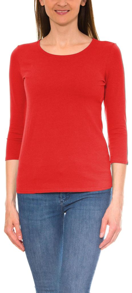 Alkato Damen Shirt 3/4 Arm mit Rundhals, Farbe: Rot, Größe: Produktbild 
