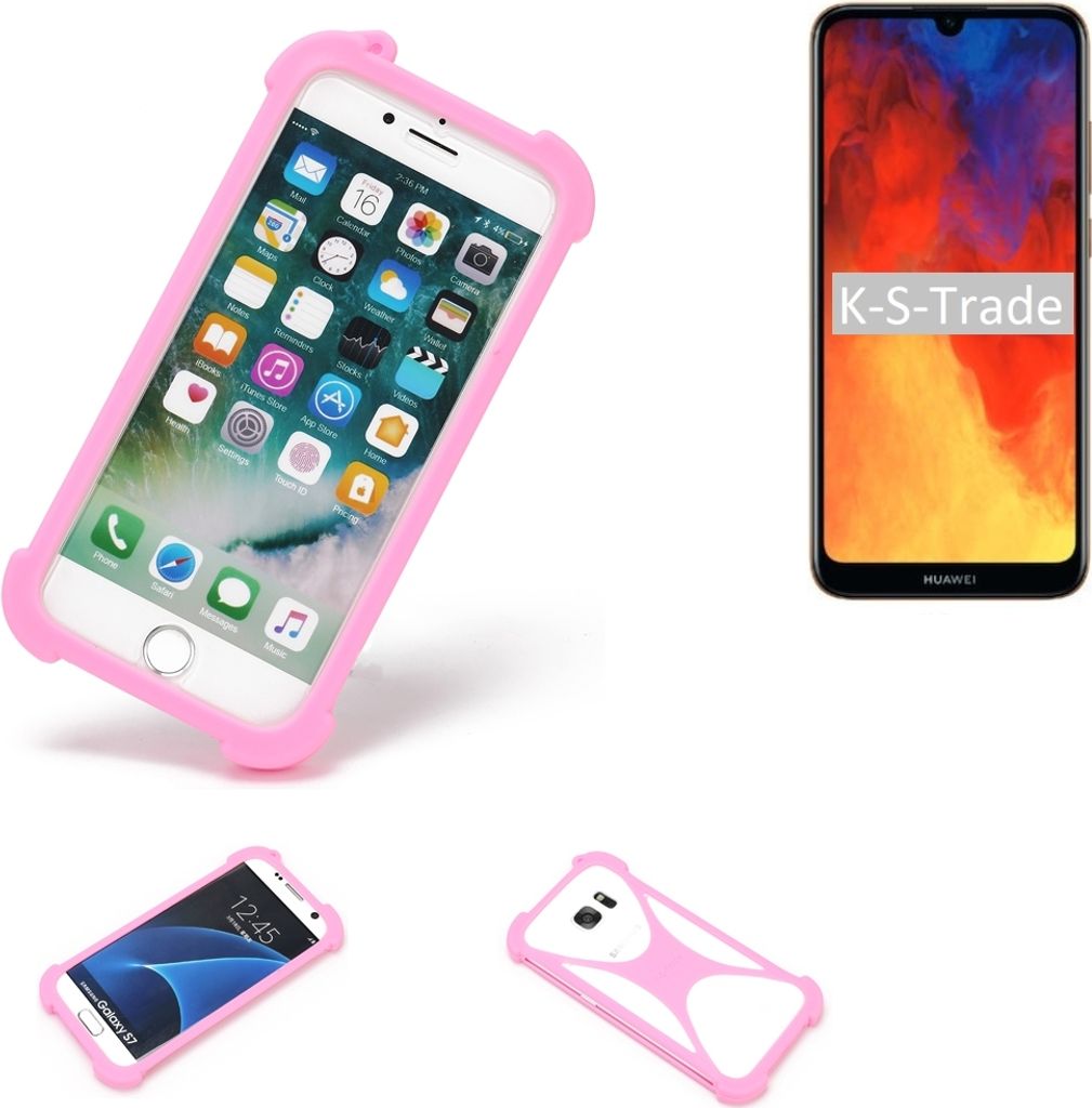 K-S-Trade Handy Hülle kompatibel mit Huawei Y6 (2019) Schutz Hülle Bumper Silikon Schutz Hülle Cover Case Silikoncase Silikonbumper TPU Softcase