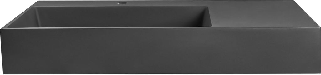 BELIANI Waschbecken Schwarz Mineralguss Rechteckig 90x48 cm mit Verdecktem Ablauf ohne Überlauf ohne Ablaufgarnitur Bad Waschschale Wandwaschbecken
