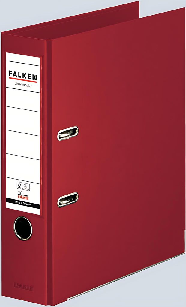 Falken Ordner Chromocolor, DIN A4, PP, 80 mm, breit, auswechselbares Rückenschild, bordeaux