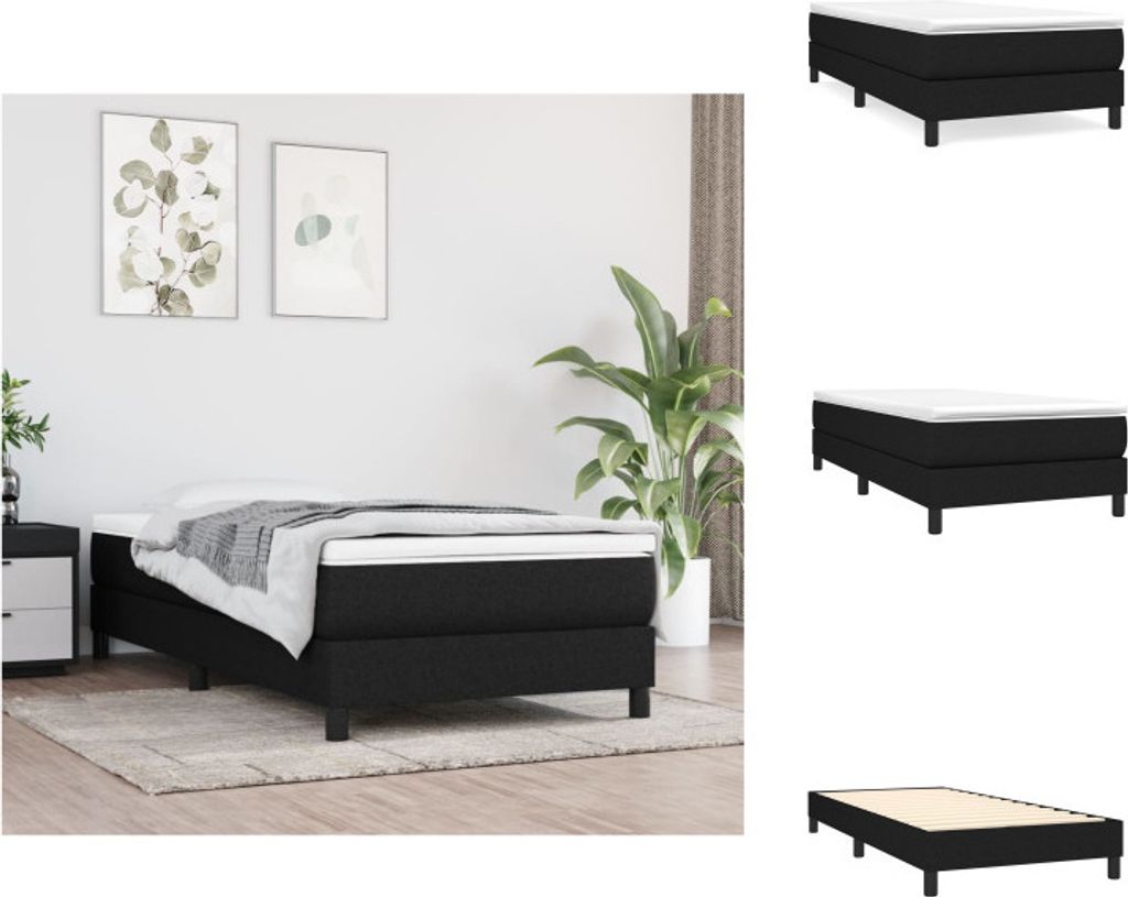 vidaXL Boxspringbett mit Matratze Schwarz 90x200 cm Stoff - Betten & Bettgestelle