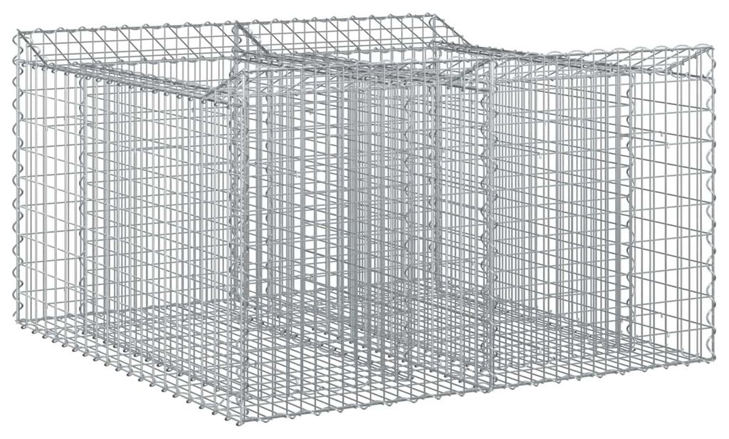 vidaXL Gabionen Hochbeet Silber 100 x 100 x 60 cm Verzinkter Stahl