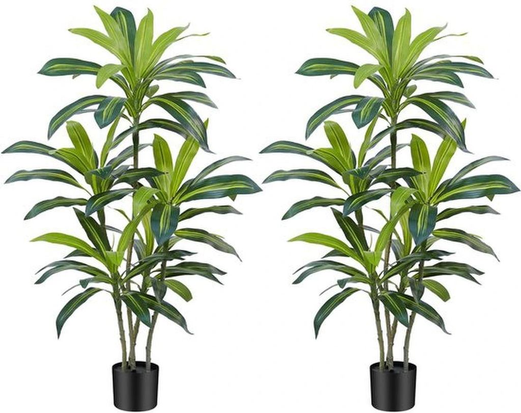 Unyqoos Realistische Dracaena Kunstbaum 120 cm für Innen- und Außendekoration, pflegeleicht und lebensecht