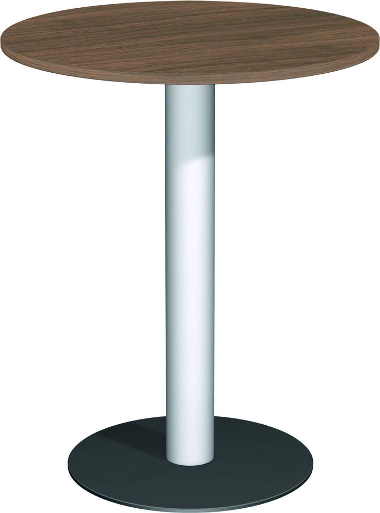 Gera Bistrotisch Konferenztisch Tellerfuß Kreisform, feste Höhe, D-900x1100, Nussbaum