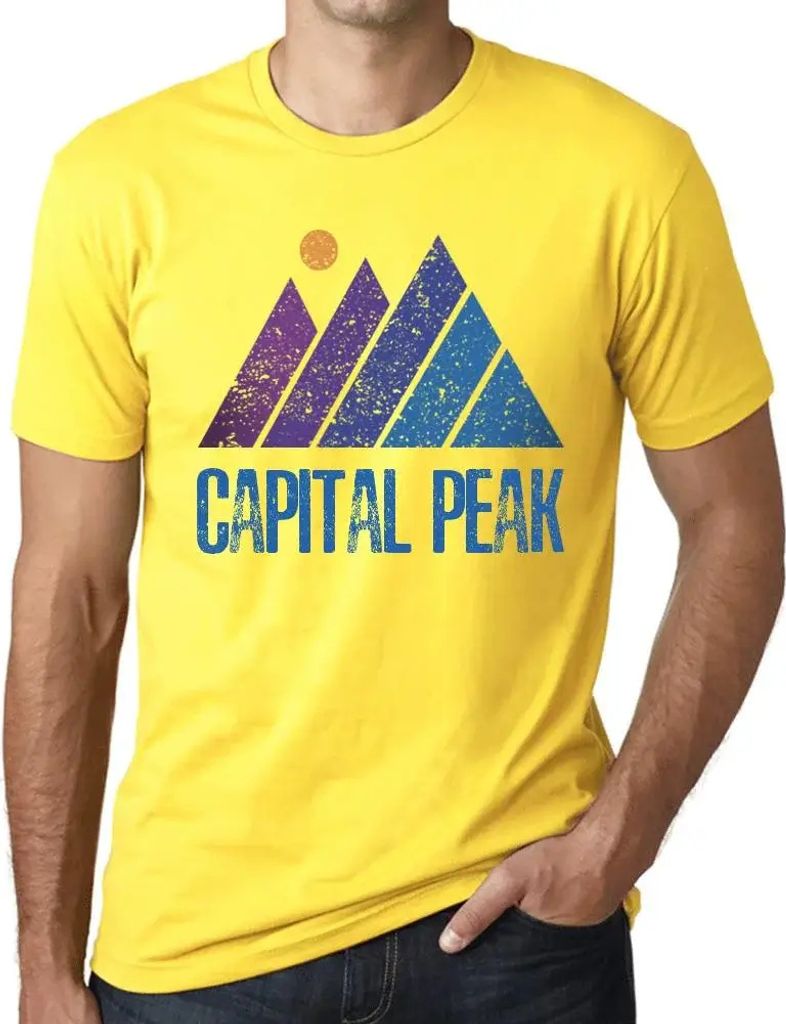 Herren Grafik T-Shirt Gipfel der Berghauptstadt – Mountain Capital Peak – Öko-Verantwortlich Vintage Jahrgang Kurzarm Lustige Druck Geburtstag