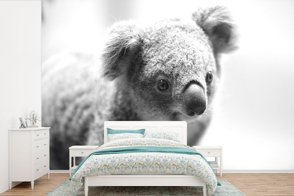 MuchoWow Fototapete für Wohnzimmer oder Schlafzimmer Wandtapete Vinyl Motivtapete Koala - Nahaufnahme - Tier - Kinder - Jungen - Mädchen - 330x...
