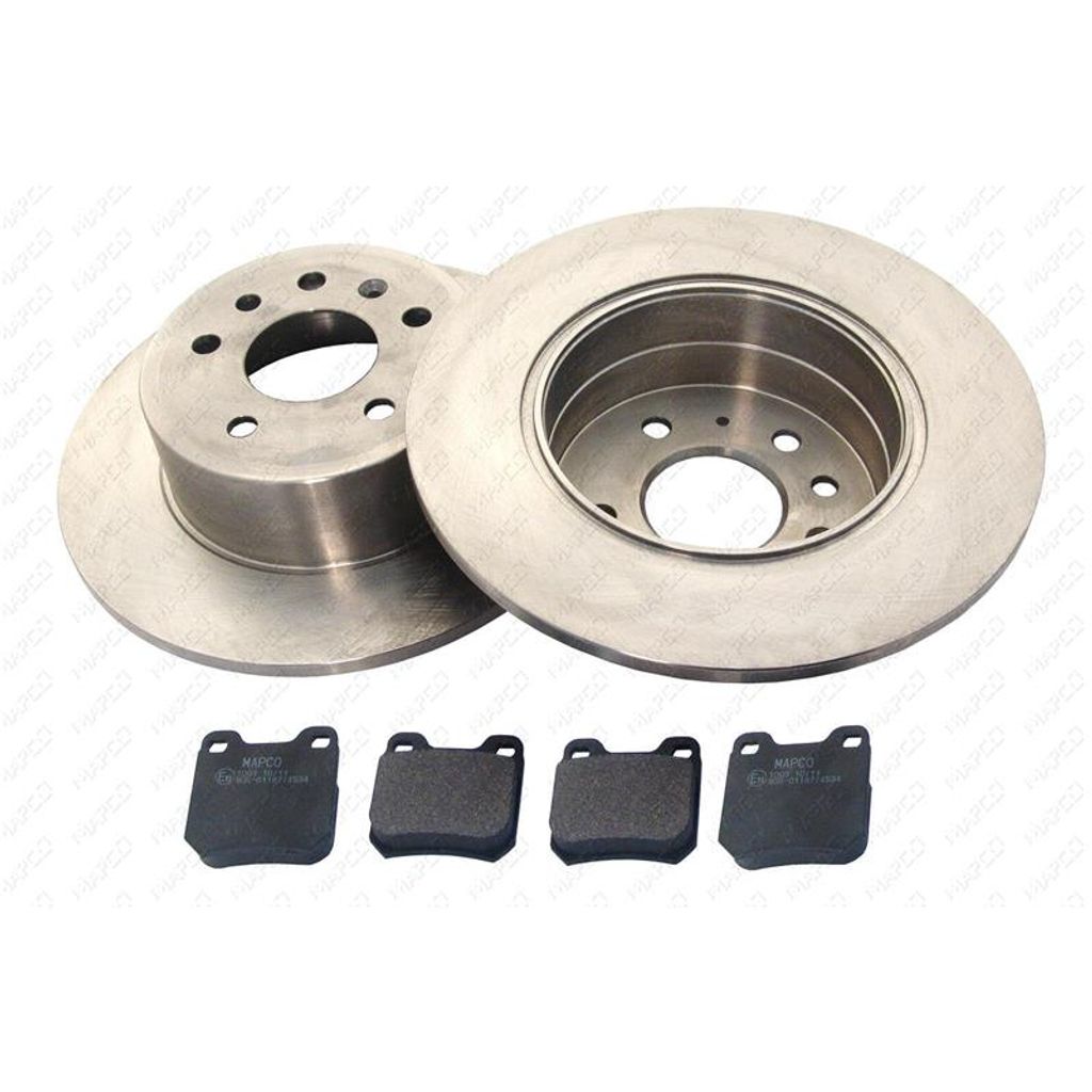 Mapco Bremsscheiben+Bremsbelaege (Bremsensatz) Hinterachse OPEL VECTRA B Caravan (31_),VECTRA B CC (38_),VECTRA B (36_),SAAB 900 II,900 II Cabriole...
