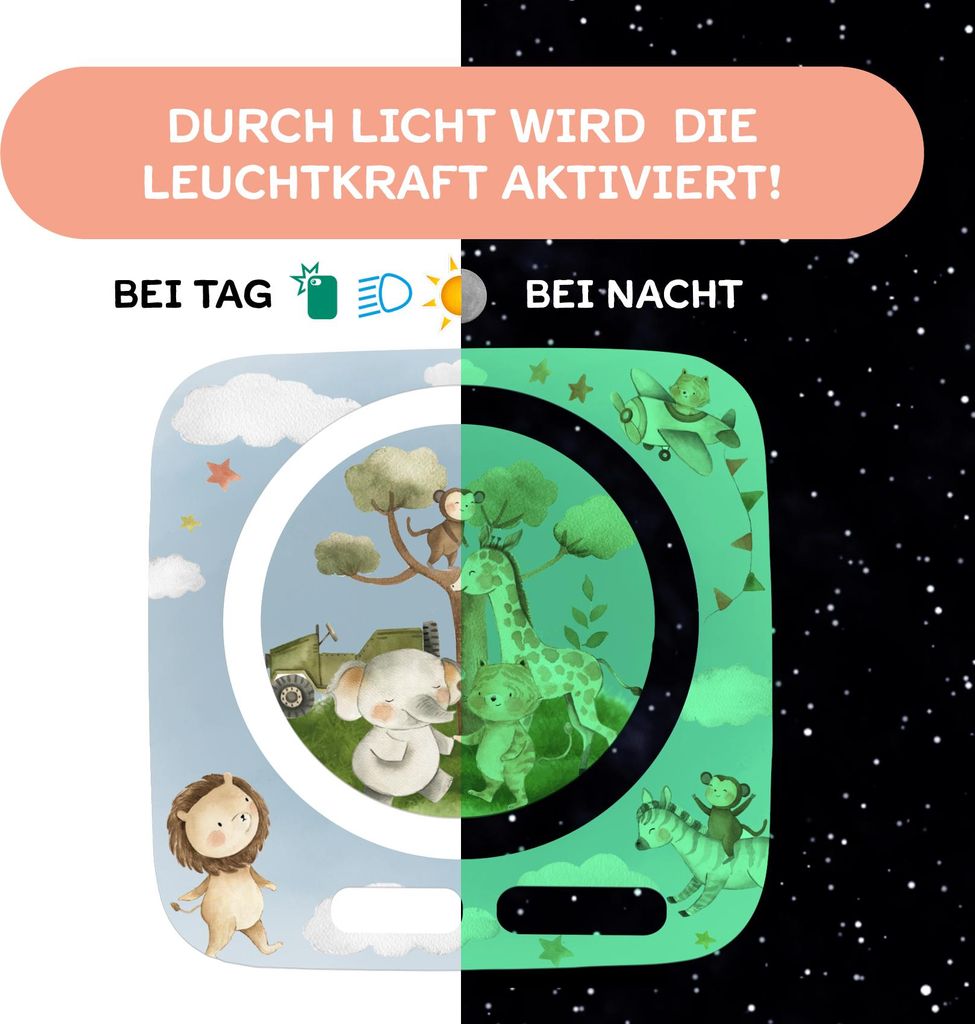Nachtleuchtende Schutzfolie kompatibel mit Toniebox2 passgenaue Folie mit Motiv Kratzschutz für Musikbox Y015-53 Tiere Wasserfarben