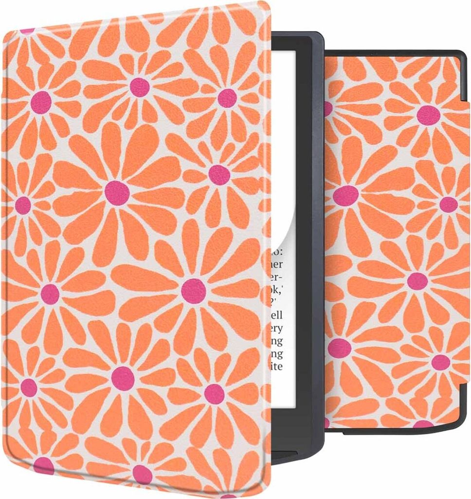 imoshion Design Slim Soft Case Sleepcover Pocketbook InkPad Color 3 / InkPad 4 - Orange Flowers Connect