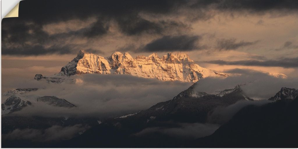 ARTland Wandbild, selbstklebend Dents du Midi, Schweizer Berge Größe: 40x20 cm