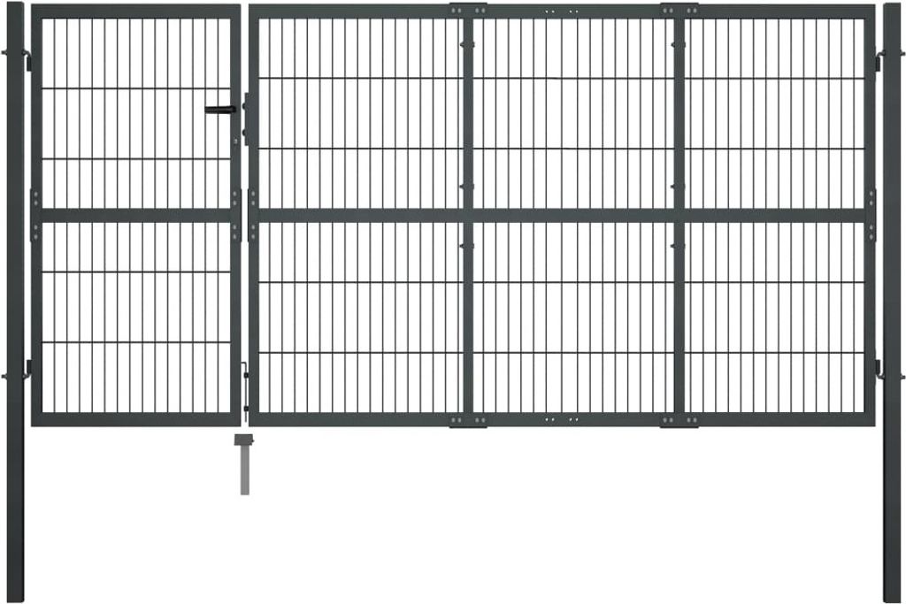 Gartentor mit Pfosten Stahl 350 x 120 cm Anthrazit