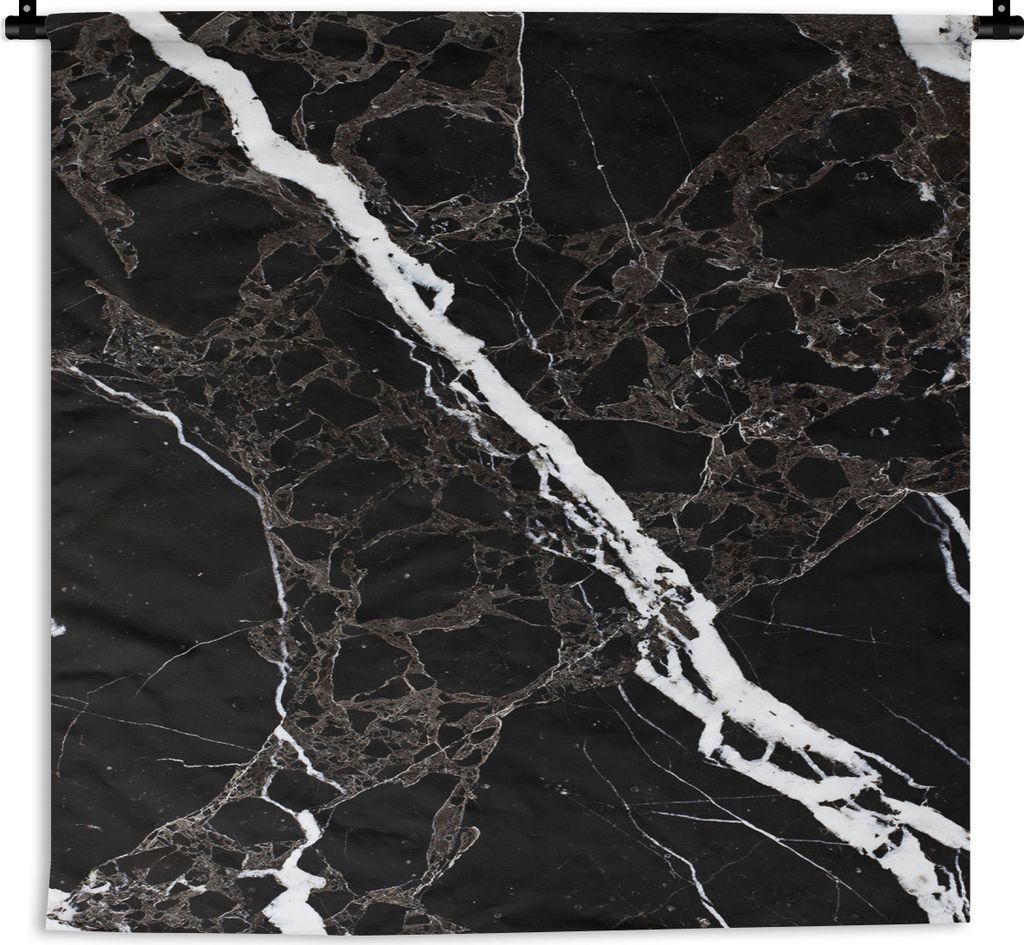 MuchoWow Wandteppich Wandbehang Marmor - Schwarz - Weiß - Muster 150x150 cm Tapisserie Dekoration Wandtuch - Wohnaccessoires - Modernes