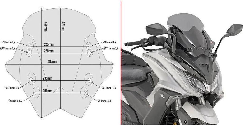 Givi D6110s Kymco Ak 550 Windschutzscheibe Grau  Grau One Produktbild 