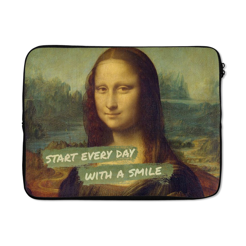 MuchoWow Laptop Hülle 15 Zoll Mona Lisa - Da Vinci - Zitat Laptoptasche - Laptoptasche - Sleeve - Rundum-Schutz