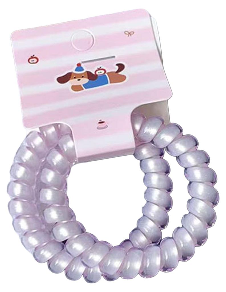 1 Paar Haargummis für Damen, perlmuttfarben, hochelastisch, in Form eines Telefonkabels, flexible Haargummis, Haaraccessoires