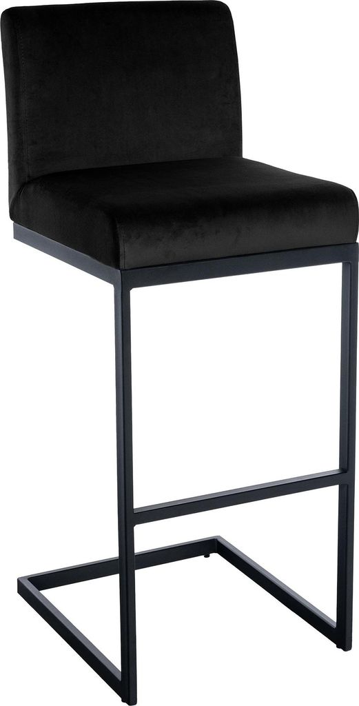Barhocker GANOR - Samt Schwarz 43x53x104 cm | Barstuhl Mit Lehne Tresenhocker Tresenstuhl Kneipenhocker Kneipenstuhl