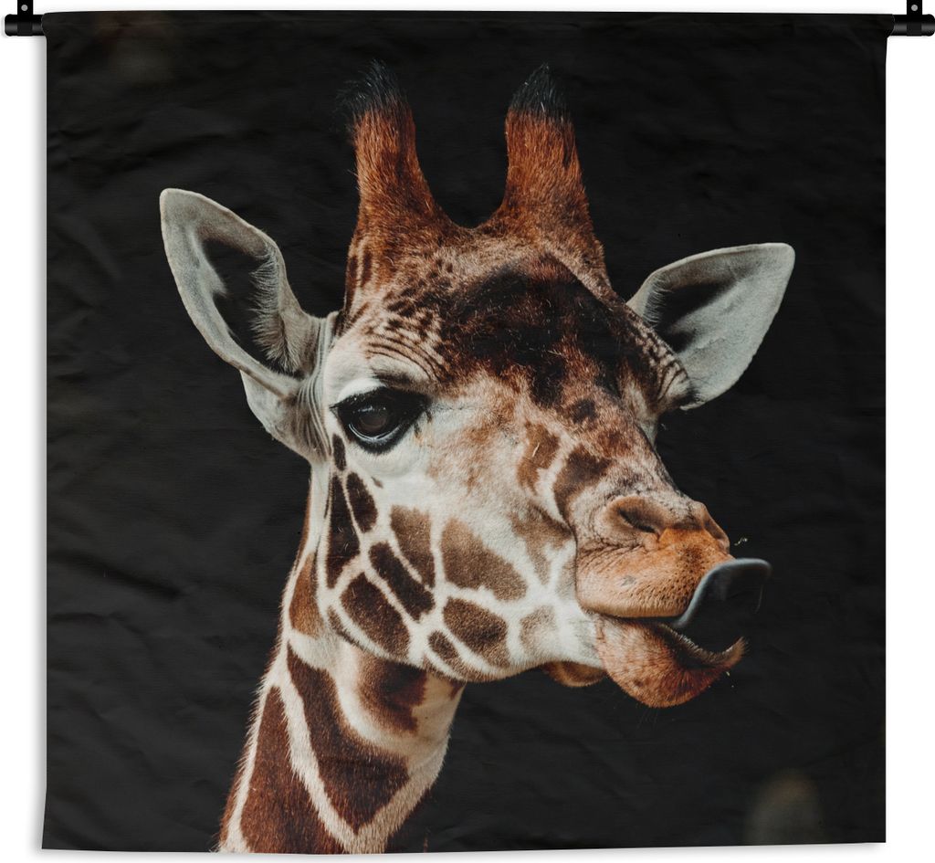 MuchoWow Wandteppich Wandbehang Giraffe - Tiere - Schwarz 90x90 cm Tapisserie Dekoration Wandtuch - Wandaufhänger