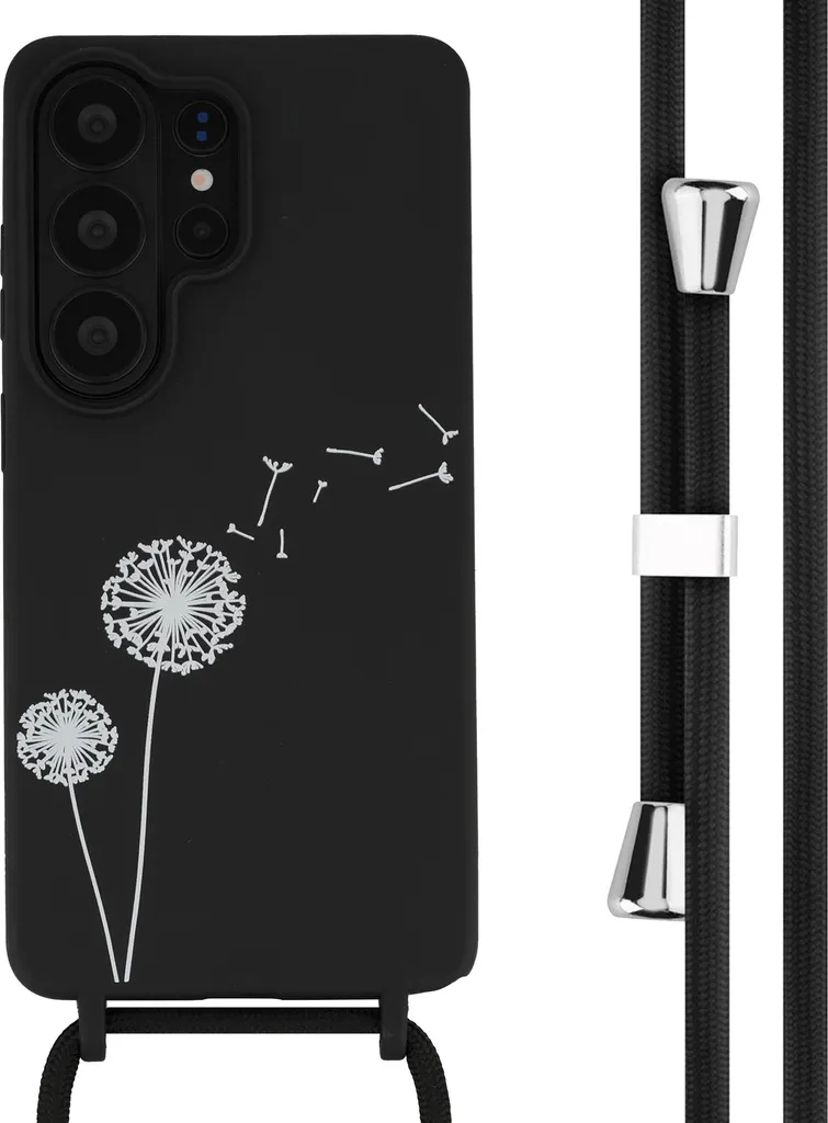 Custodia Samsung S26 Ultra per Mamme - Dandelion Black con Laccio