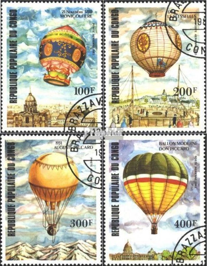 Briefmarken Kongo (Brazzaville) 1983 Mi 922-925 (kompl.Ausg.) gestempelt 200 Jahre Luftfahrt