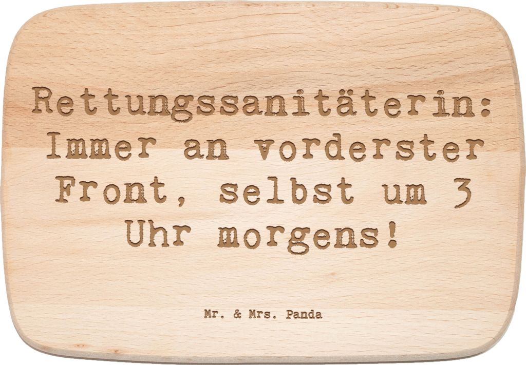 Mr. & Mrs. Panda Holz Frühstücksbrettchen Spruch Rettungssanitäterin Mut - Transparent - Geschenk, schneidbrett, Frühstücksbrett, Schneidebret...