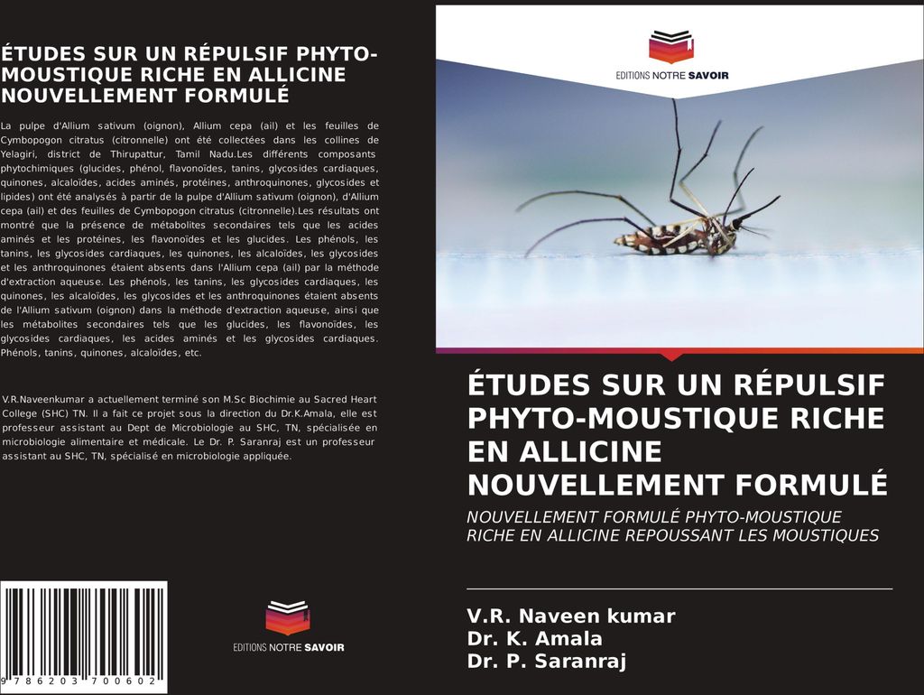 Études Sur Un Répulsif Phyto-Moustique Riche En Allicine Nouvellement Formulé