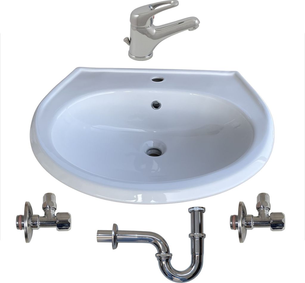 sanicomfort Waschtisch-Komplettset 60 cm mit WT-Armatur, Produktbild 