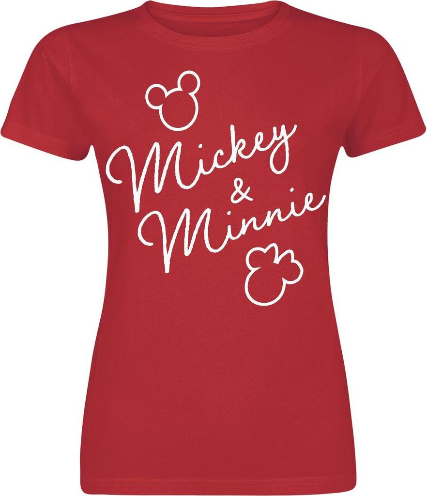 Mickey Mouse T-Shirt Damen Mickey & Minnie Classic Signatures rot S