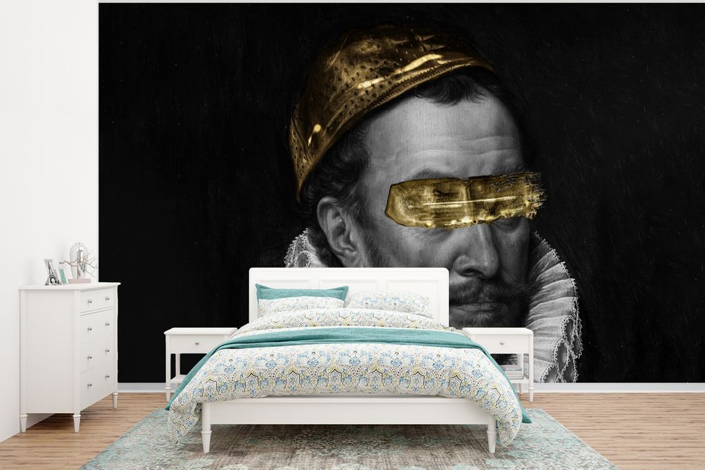 MuchoWow Fototapete für Wohnzimmer oder Schlafzimmer Wandtapete Vinyl Motivtapete Wilhelm von Oranien - Adriaen Thomasz - Gold - 320x240 cm - Ta...