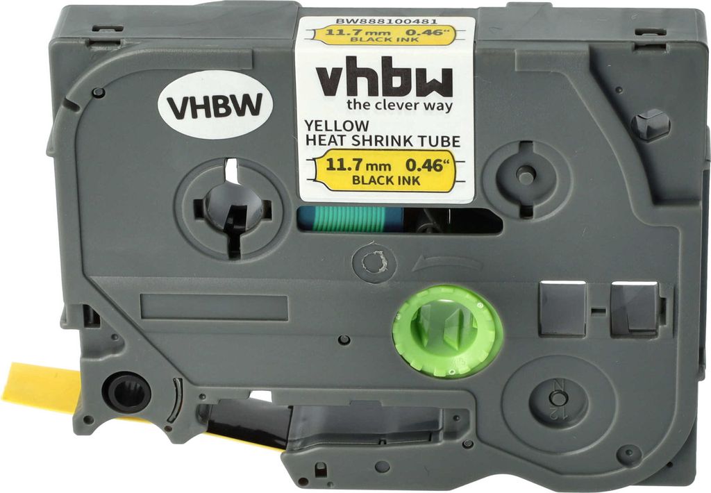 vhbw Schriftband-Kassette kompatibel mit Brother PT H300, E550WVP, H300LI Etiketten-Drucker 1,5m x 11,7mm Schwarz auf Gelb, Schrumpfschlauch-Kassette