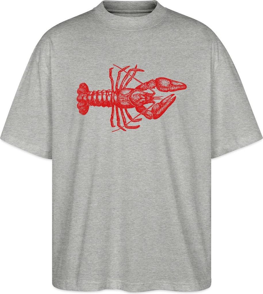 Spreadshirt Hummer Illustration Print Delikatesse Oversize Uni T-Shirt, XL, Grau meliert