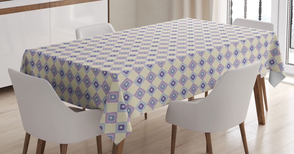 ABAKUHAUS Boho Tischdecke, Schraffierte Nested Rhombs, Schmutzabweisend Pflegeleicht Waschbar Druck Mit Klaren Farben ohne Verblassen, 140 x 240 cm...