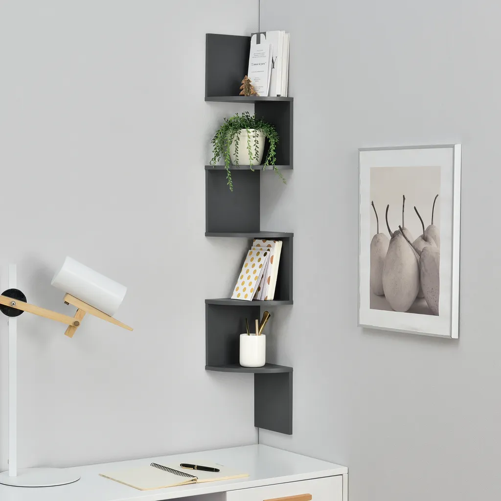 [en.casa] Étagère murale gris foncé mat au design rétro industriel chic