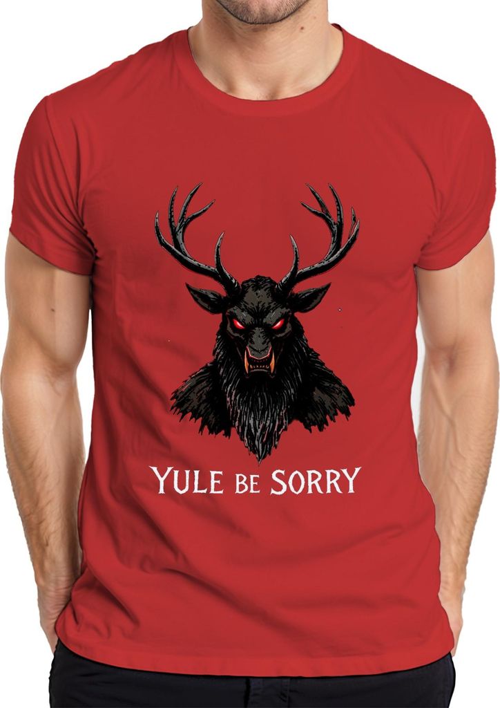 Yule be Sorry Krampus Dämon Hörner rote Augen düster Weihnachten Herren T-Shirt, Rot, XXL